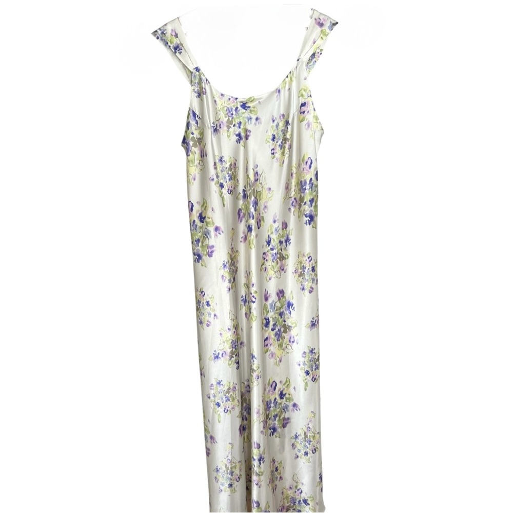 Natori for Saks Fifth Avenue Cream and Purple Floral Print Slip Dress Chemise 1X - Picture 3 of 16